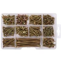 Set 370 de suruburi pentru lemn Vorel 24120, cu cap plat, in cruce 