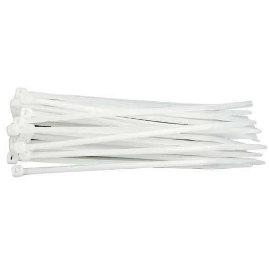 Set 50 coliere plastic pentru prindere, Strend Pro CT66BW, albe, 400x4.8 mm