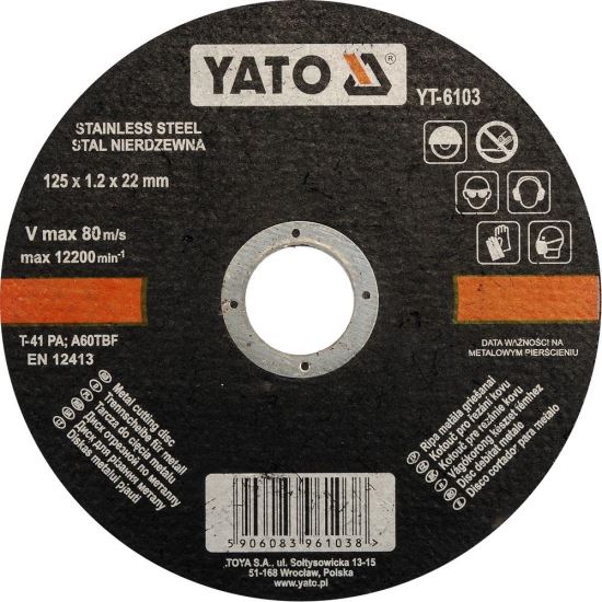 Disc taiat inox, Yato YT-6103, diametru 125 mm, grosime 1.2 mm