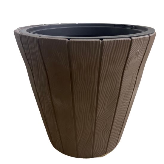 Ghiveci decorativ cu vas interior Strend Pro Wood, Maro, 54L