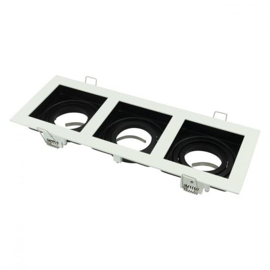 Rama cu 3 locasuri pentru spoturi Petunya-3 White, MR16, culoare Alba, 100x270mm, Aluminiu