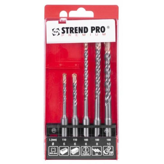 Set 5 burghie SDS Plus Strend Pro Premium SD051, dimensiune 5,6,8,10mm