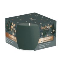 Lumanare Bolsius True Glow, in sticla, ceara vegetala, parfum de lemn de iarna, 24 ore, 63x90 mm