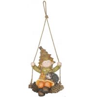 Decoratiune gradina Strend Pro MagicHome, Fata in leagan, ceramica, 33x26x43 cm