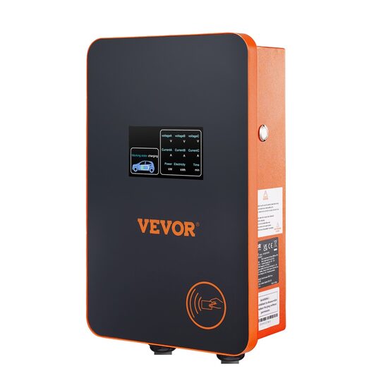 Statie de incarcare pentru vehicule electrice EV VEVOR, 0-32A reglabila, 7/11kW 220-240/380-400V type 2, IP66, IEC 62196-2, monofazat/trifazat, interior/exterior