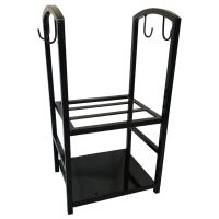 Suport pentru lemne cu agatatori pentru ustensile, Strend Pro Black, dimensiune 40x30x74 cm