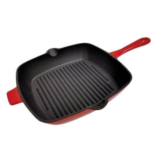 Tigaie tip grill MagicHome Fonta, 27x27cm, acoperire email, maner fonta