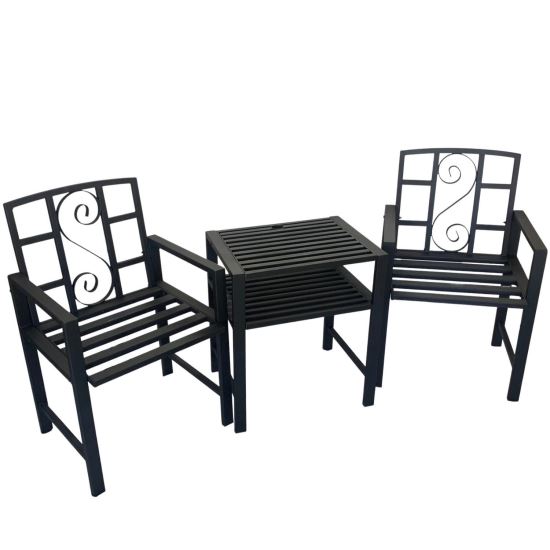 Set masa si 2 scaune pentru gradina Vivatechnix VMD-1046, metalice, 152x50x83cm