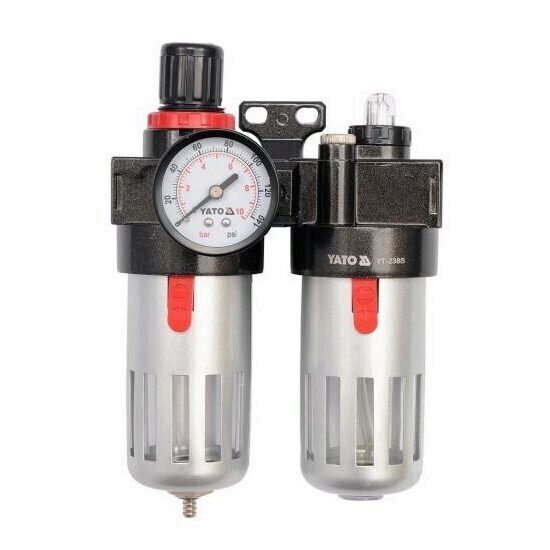 Filtru aer cu reductor si rezervor de ulei pentru compresoare Yato YT-2385, prindere 1/4"