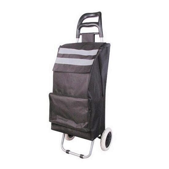 Carucior cumparaturi Strend Pro Demeter, PE/PVC, max 30 kg, dimensiune 35 x 30 x 96 cm, benzi reflectorizante