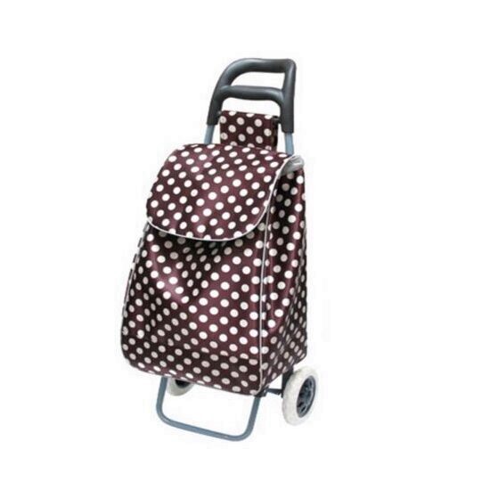 Carucior cumparaturi, 2 roti, Strend Pro Eva, Maro/Motiv buline, PE/PVC, max 30 kg, dimensiune 35 x 30 x 96 cm
