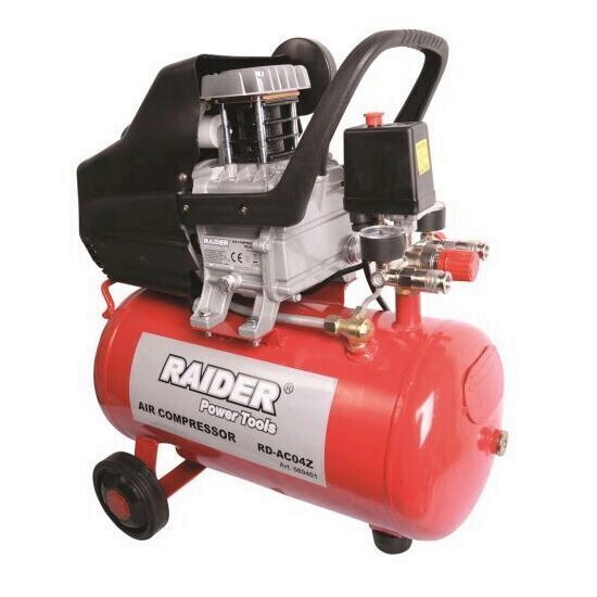 Compresor de aer cu 2 iesiri, Raider RD-AC04Z, 24 L, 1500 W, 8 Bar