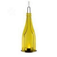 Lampa cu led, decor sticla, Home GB 23/BL, galbena, 8 x 23 cm, lant pentru agatat