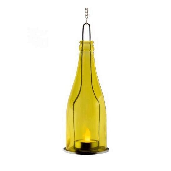 Lampa cu led, decor sticla, Home GB 23/BL, galbena, 8 x 23 cm, lant pentru agatat
