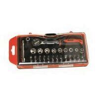 Set biti si antrenor cu clichet Home DE 101471, cutie, 38 buc, Crom Vanadium
