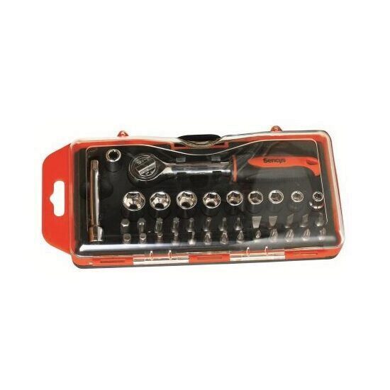 Set biti si antrenor cu clichet Home DE 101471, cutie, 38 buc, Crom Vanadium