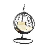 Scaun leagan, tip scoica, Strend Pro Bali, PE rattan, gri, maxim 150 Kg