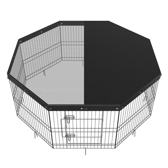 Tarc de joaca pliabil, pentru caini, pisici, iepuri  Vevor 1600 x 1600 x 610 mm, Metal, copertina, Modular