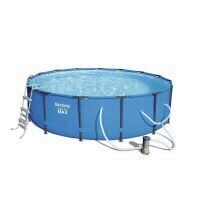 Piscina rotunda cu scara Bestway Steel Pro Max Pool, cadru metalic, pompa de filtrare, 457x107 cm