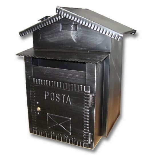 Cutie postala exterior Alubox Repp, fier forjat lucrat manual, compartiment colete, 33.5x35.5x42.5 cm