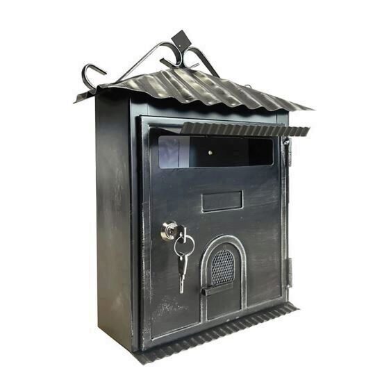 Cutie postala exterior Alubox Rustica Rivista, fier forjat lucrat manual, 25 x 12 x 43 cm